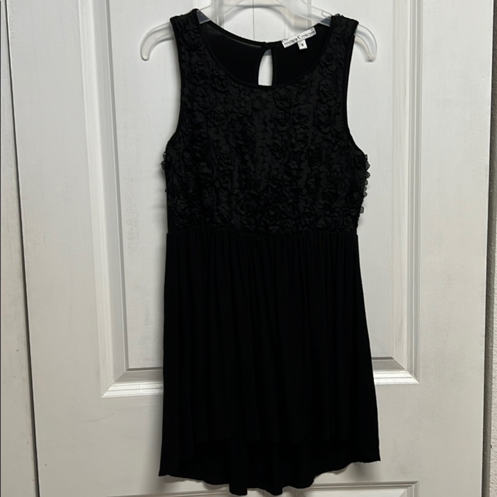 Moa Moa Black Rose Pedal Keyhole Back Tunic Cami Tank Top Size M